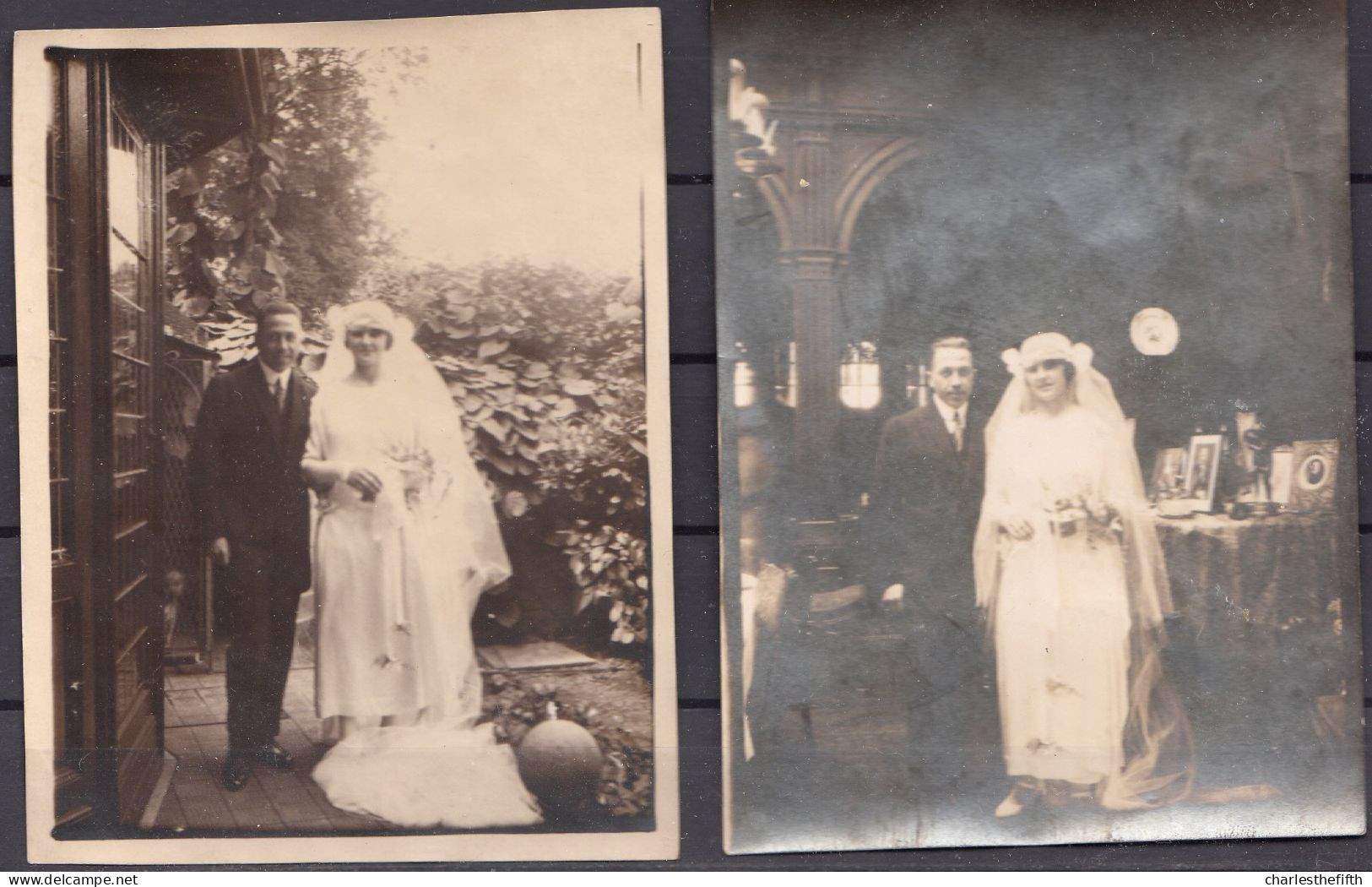 3 X VRAI PHOTO MARRIAGE A TOURNAI EN 1924 - MODE - BRIDE - GROOM - ART DECO MARIAGE - Personnes Anonymes