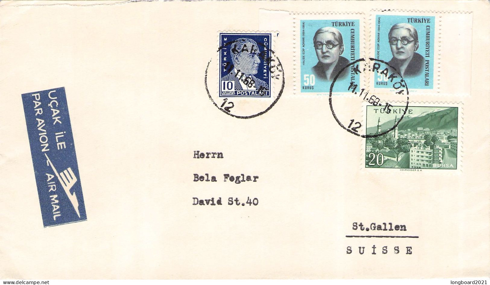 TURKEY - AIRMAIL 1960 - ST. GALLEN/CH / 6055 - Briefe U. Dokumente