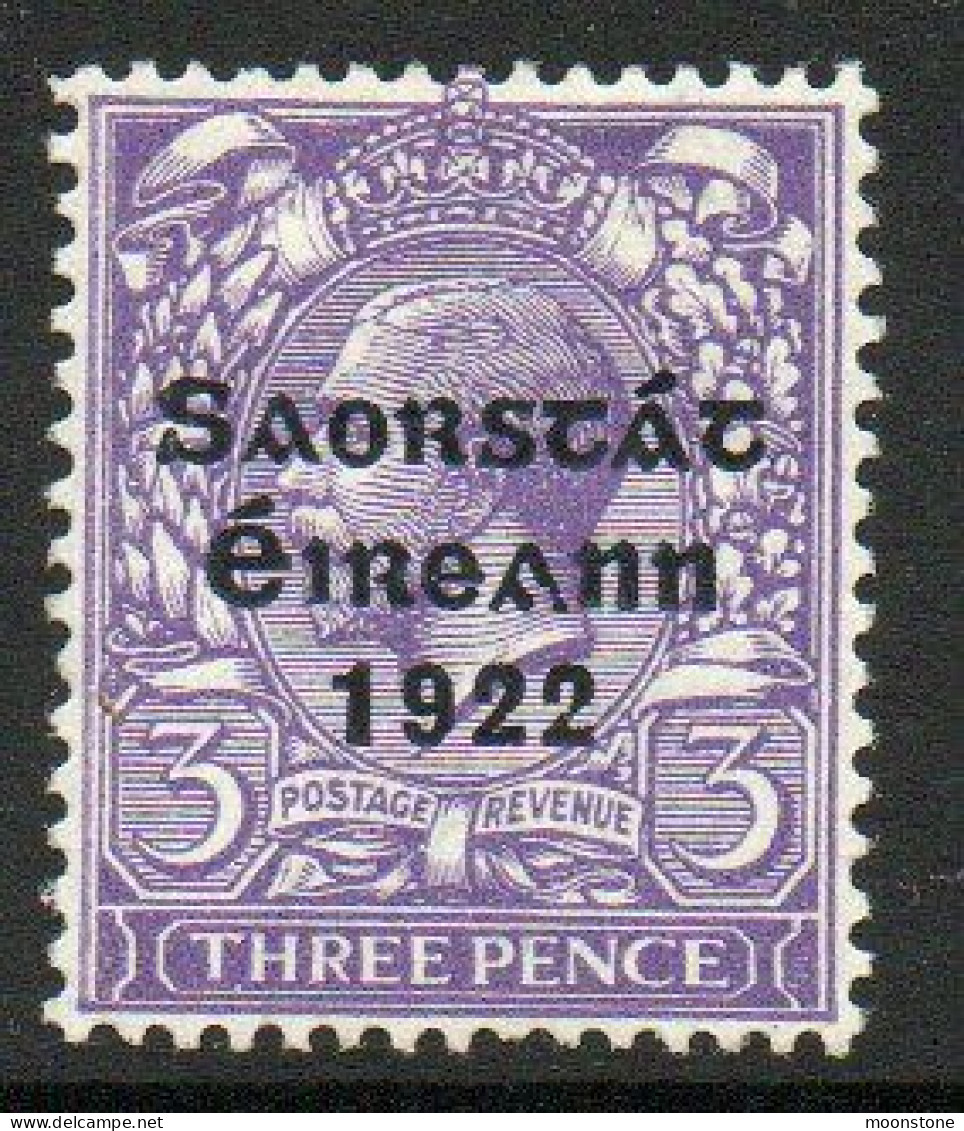 Ireland 1922-3 Saorstat Overprint On 3d Blueish-violet, Hinged Mint, SG 57 - Ungebraucht