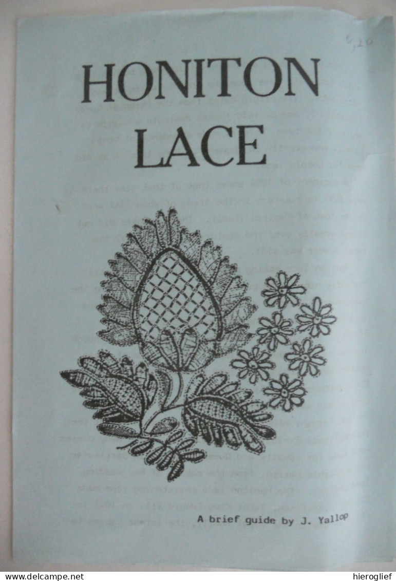 HONITON LACE A Brief Guide By J. Yallop Kant Dentelle - Cultura