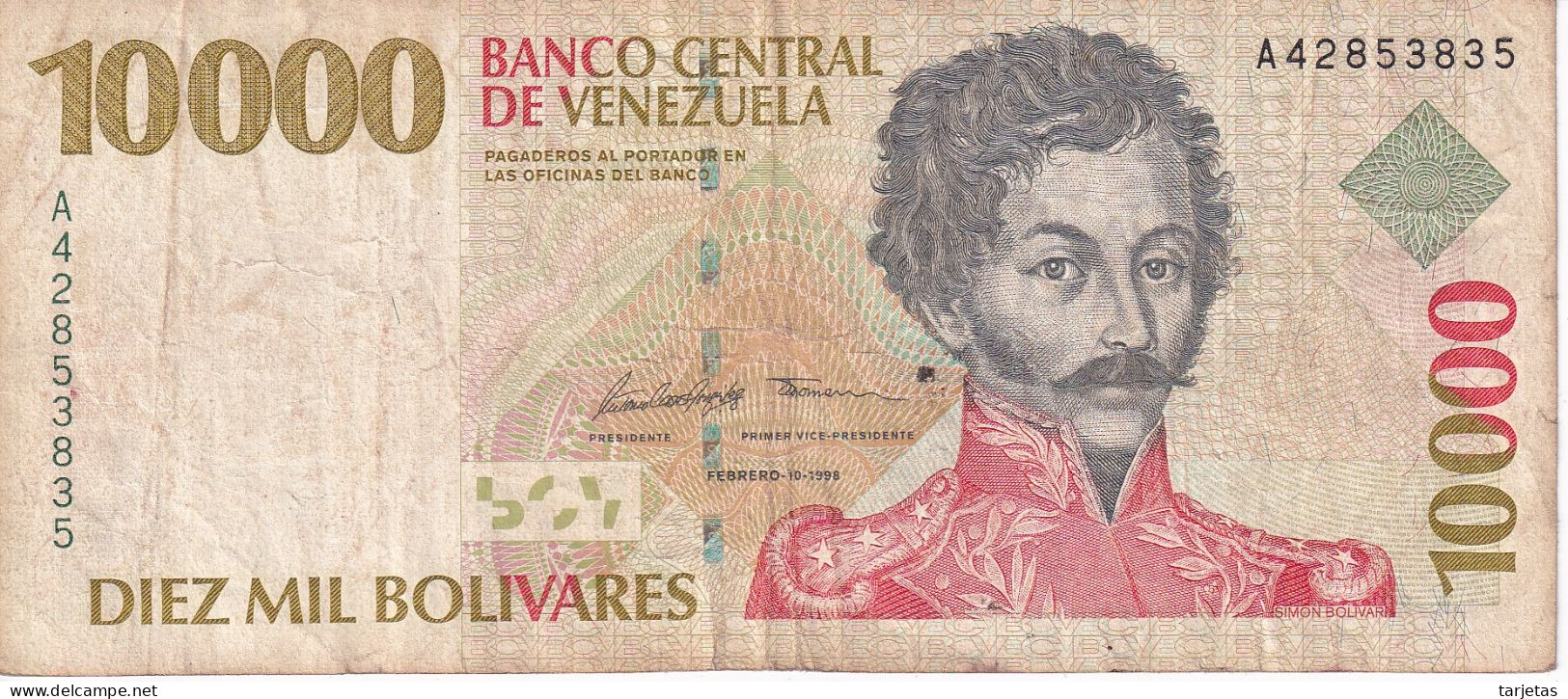 BILLETE DE VENEZUELA DE 10000 BOLIVARES DEL AÑO 1998  (BANKNOTE) - Venezuela