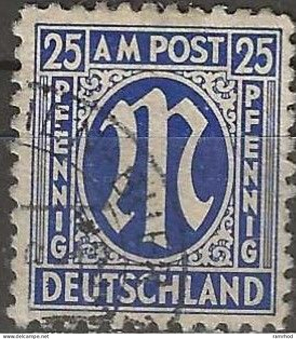 GERMANY 1945 German Print - 25pf. - Blue FU - Gebraucht