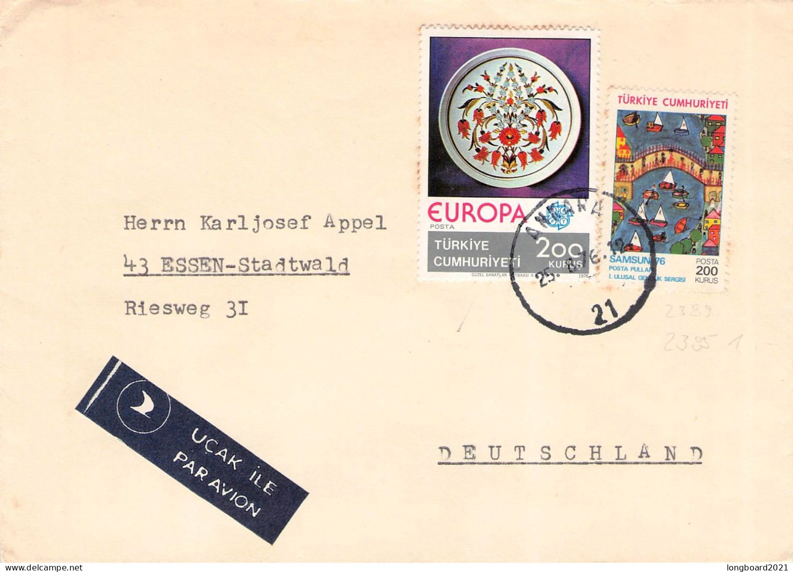 TURKEY - AIRMAIL 1976 - ESSEN/DE / 6057 - Brieven En Documenten