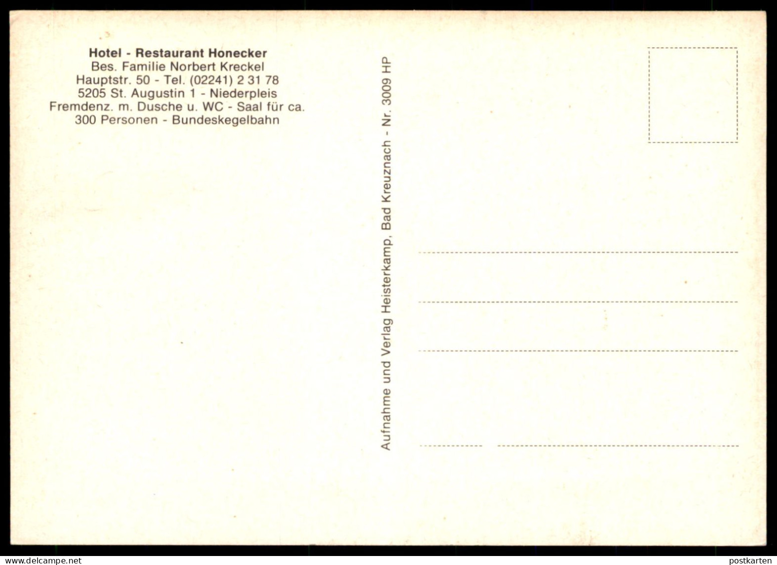 ÄLTERE POSTKARTE ST. AUGUSTIN NIEDERPLEIS HOTEL RESTAURANT HONECKER NORBERT KRECKEL VILLA Ansichtskarte AK Cpa Postcard - St. Augustin