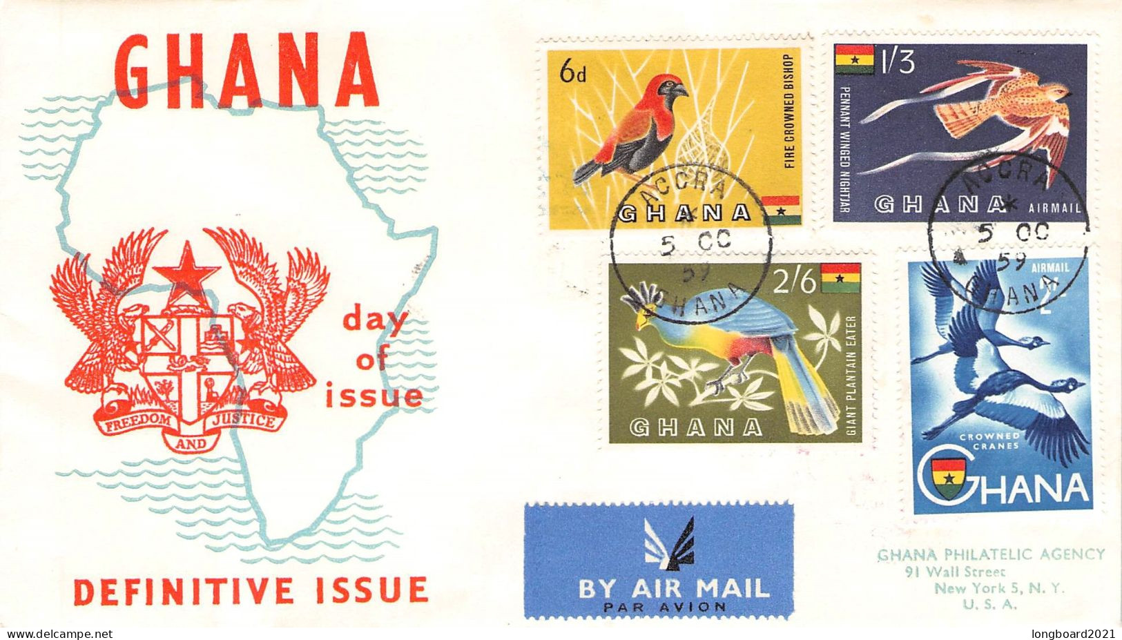 GHANA - AIRMAIL 1959 - NEW YORK -FDC- / 6065 - Ghana (1957-...)