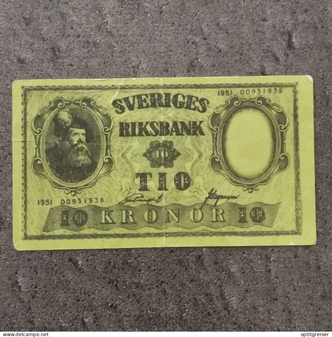 BILLET CIRCULE 10 KRONOR 1951 SUEDE / SWEEDEN BANKNOTE - Svezia