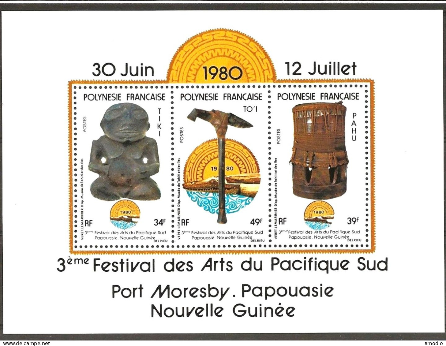 Polynésie Y&T BF 5 Festival Arts Pacifique Sud Port Moresby N** MNH - Blokken & Velletjes