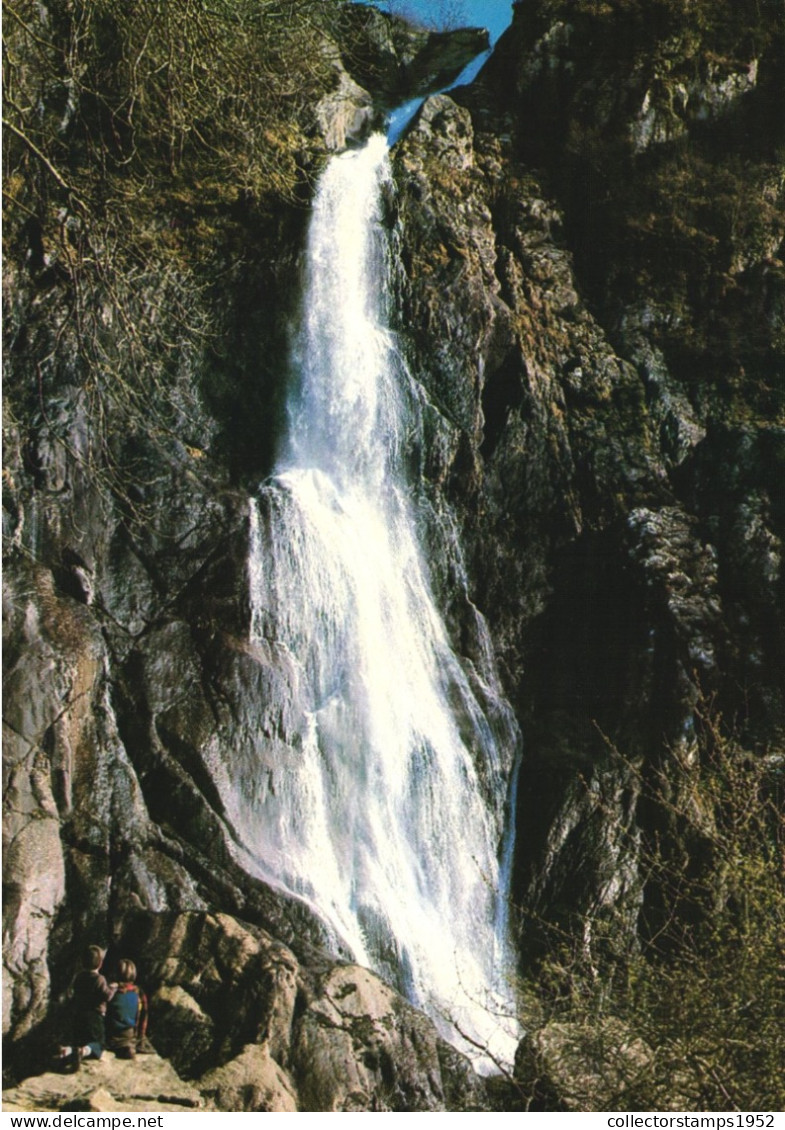 ABER FALLS, GWYNEDD, WATERFALL, CHILDREN, WALES, UNITED KINGDOM, POSTCARD - Gwynedd