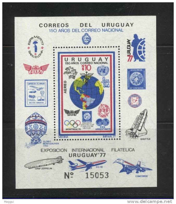 URUGUAY  BF 28 A * * ( Cote 9.15 E ) Cup 1978  Football  Soccer Concorde Mongolfiere  Concorde Avion Zeppelins Navette - 1978 – Argentine