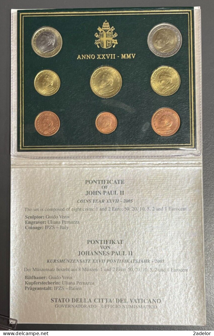 Coffret BU Euros Commémoratif VATICAN 2005, Pontificat De Jean-Paul II - Vatikan