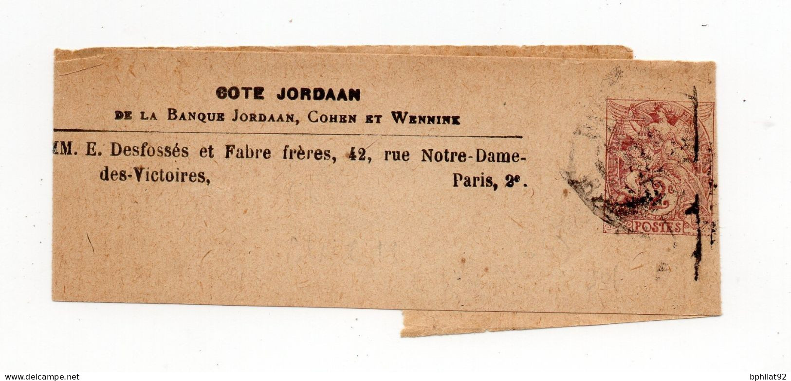 !!! TYPE BLANC, BANDE DE JOURNAL ENTIER POSTAL TSC COTE JORDAAN - Newspaper Bands