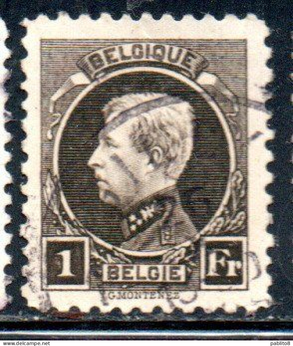 BELGIQUE BELGIE BELGIO BELGIUM 1921 1925 1922 KING ROI ALBERT I 1fr USED OBLITERE' USATO - 1922-1927 Houyoux