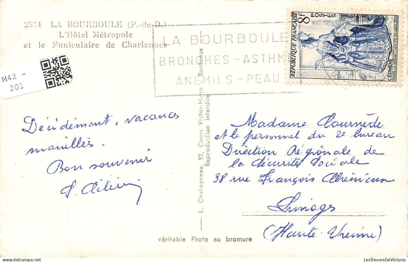 FRANCE - La Bourboule - L'Hôtel Métropole Et Le Funiculaire De Charlannes - Carte Postale - La Bourboule