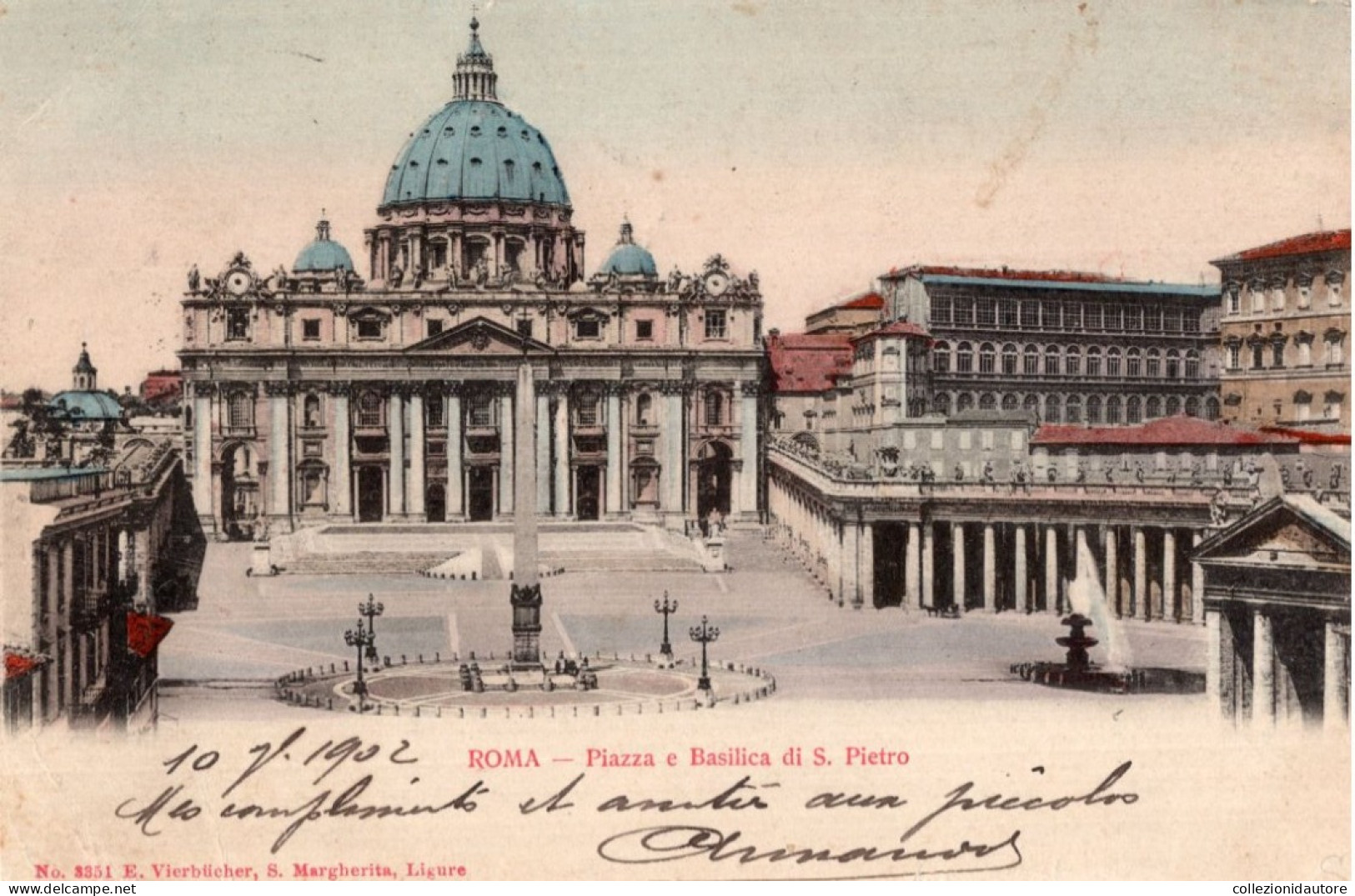 ROMA - PIAZZA E BASILICA DI S. PIETRO - CARTOLINA FP SPEDITA NEL 1902 - San Pietro