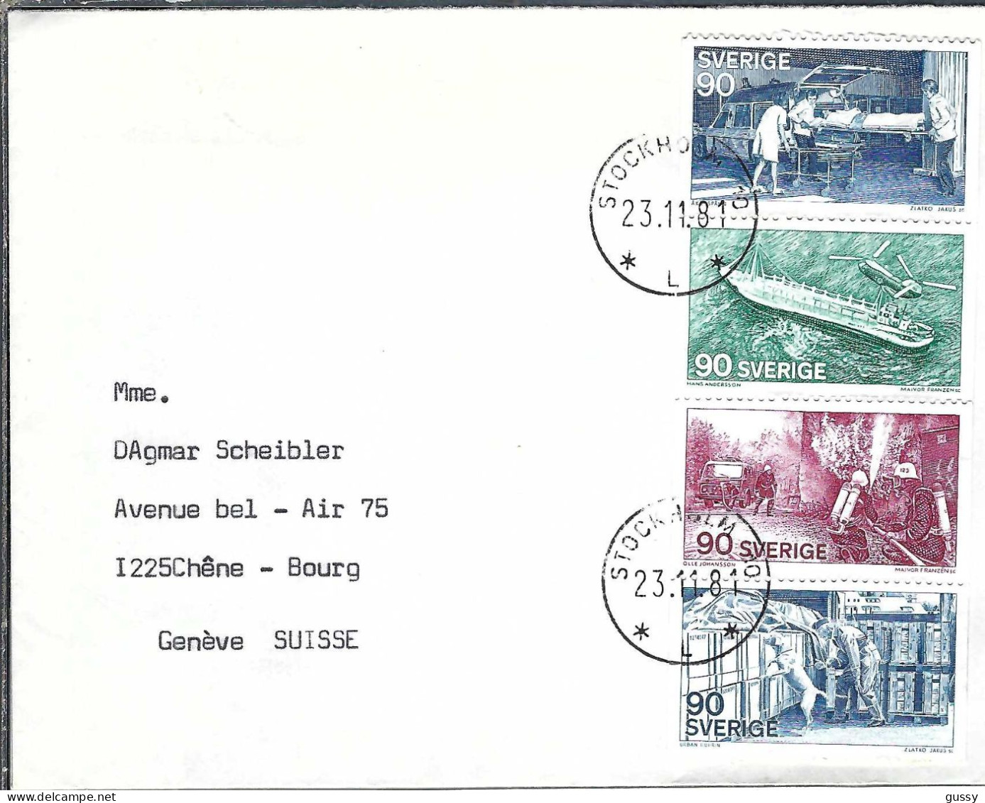 SUEDE Ca.1981: LSC De Stockholm à Genève (Suisse) - Storia Postale