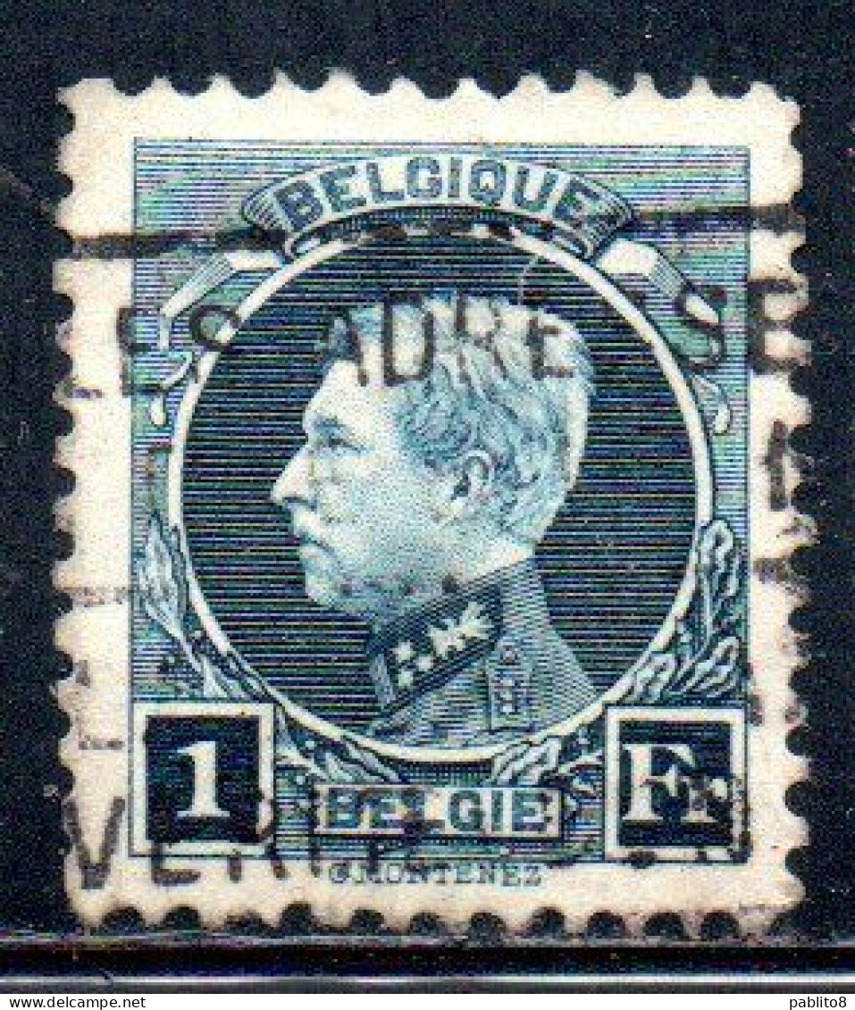 BELGIQUE BELGIE BELGIO BELGIUM 1921 1925 KING ROI ALBERT I 1fr USED OBLITERE' USATO - 1922-1927 Houyoux