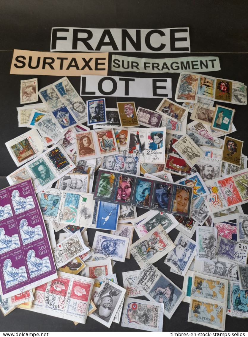 FRANCE , 40 G LOT E SURTAXE, OBLITERES, DECOLLES , NOUVEAUX FRANCS, GRANDS 法国，附加费，取消，碎片，新法郎，大号 CHARITY STAMPS - Lots & Kiloware (mixtures) - Max. 999 Stamps