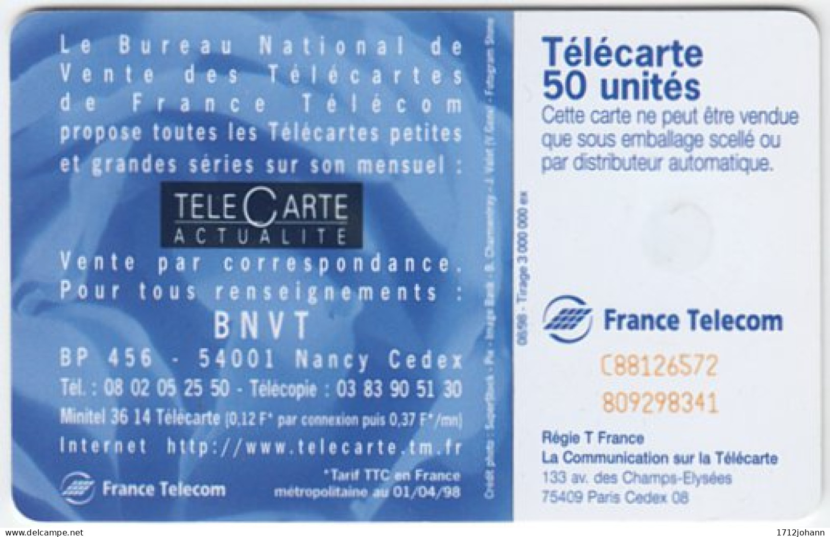 FRANCE B-534 Chip Telecom - Used - 1998