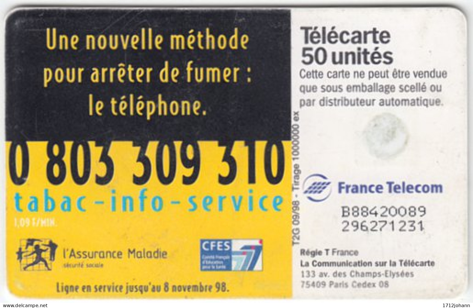 FRANCE B-545 Chip Telecom - Used - 1998