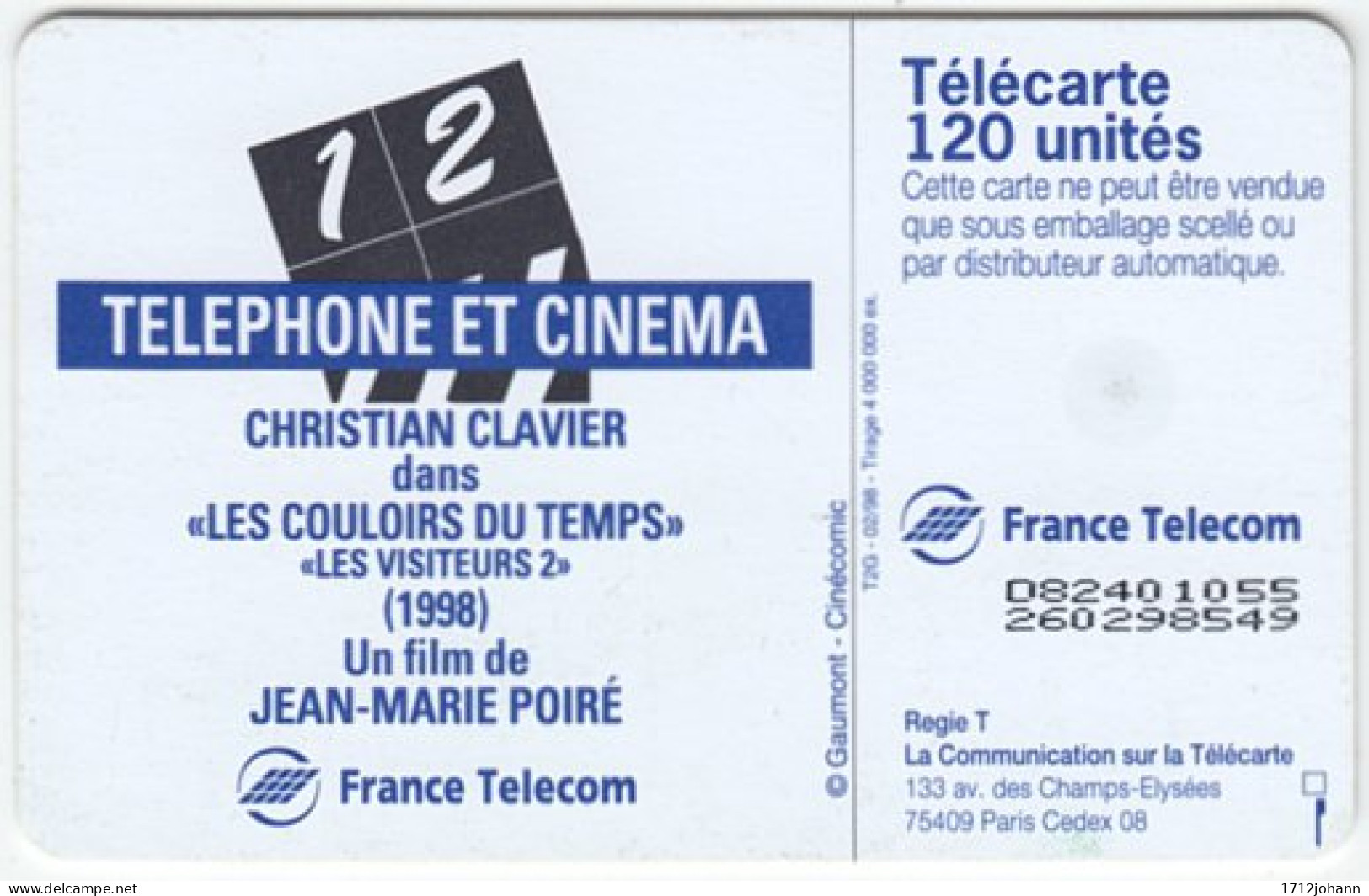 FRANCE B-560 Chip Telecom - Cinema, Actor, Christian Clavier - Used - 1998