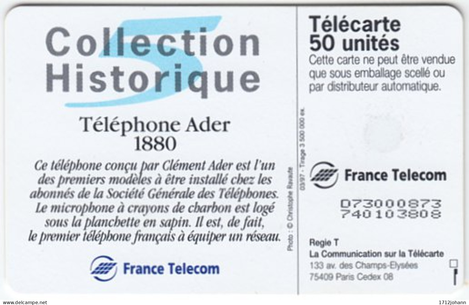 FRANCE B-567 Chip Telecom - Communication, Historic Telephone - Used - 1997