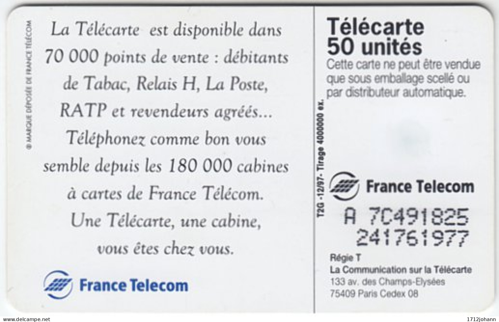 FRANCE B-581 Chip Telecom - Communication, Phone Booth - Used - 1997