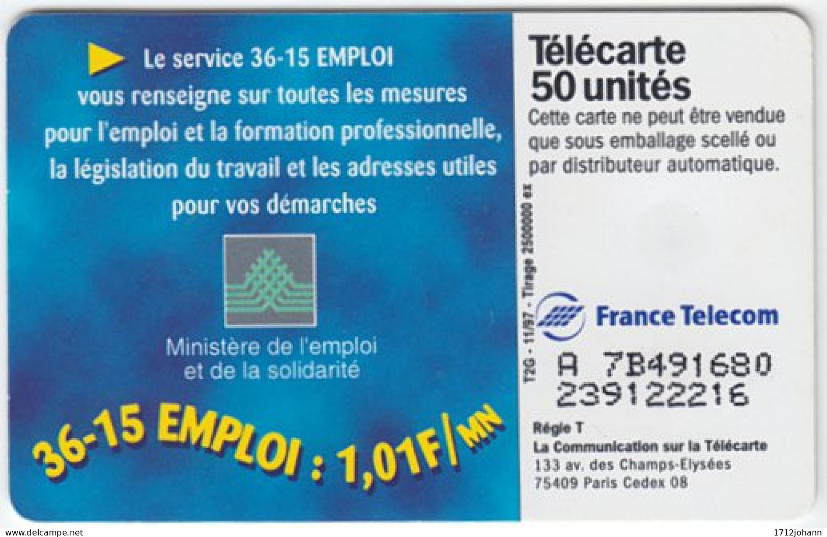 FRANCE B-594 Chip Telecom - Used - 1997