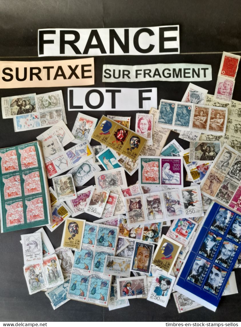 FRANCE , 40 G LOT F SURTAXE, OBLITERES, DECOLLES , NOUVEAUX FRANCS, GRANDS 法国，附加费，取消，碎片，新法郎，大号 CHARITY STAMPS - Lots & Kiloware (mixtures) - Max. 999 Stamps