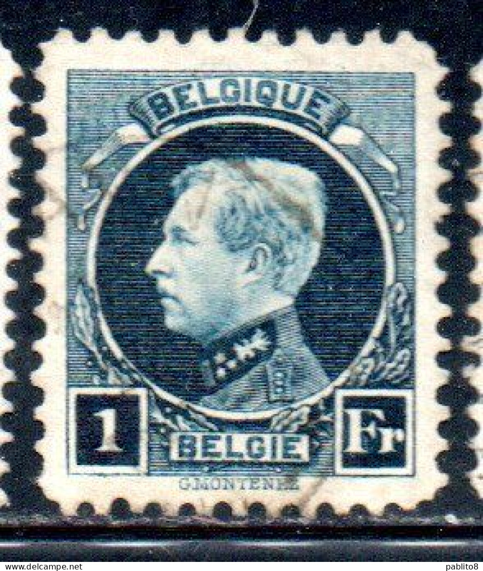 BELGIQUE BELGIE BELGIO BELGIUM 1921 1925 KING ROI ALBERT I 1fr USED OBLITERE' USATO - 1922-1927 Houyoux