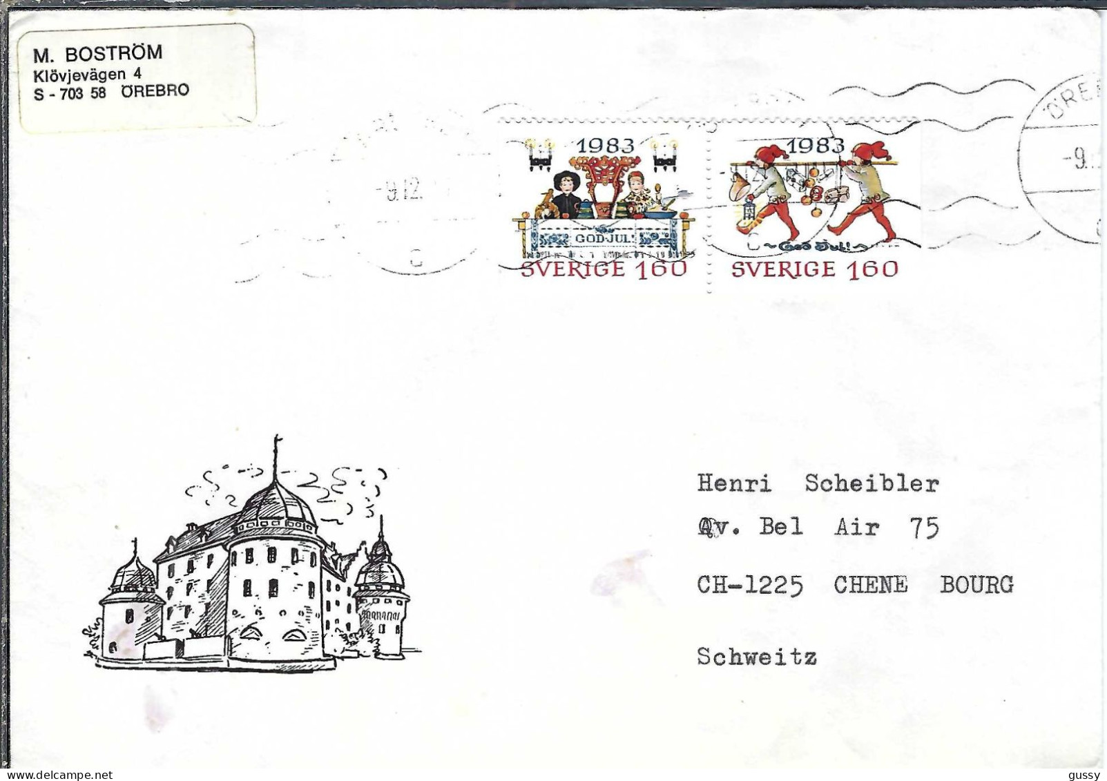 SUEDE Ca.1983: LSC De ÖREBRO à CHÊNE-BOURG (GE, Suisse) - Storia Postale