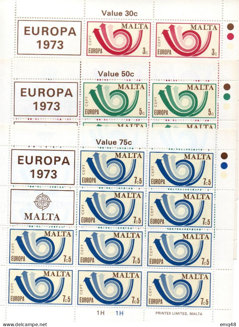 636 - EUROPA 1973 -  Les 3 Feuillets De Malte ** - 1973