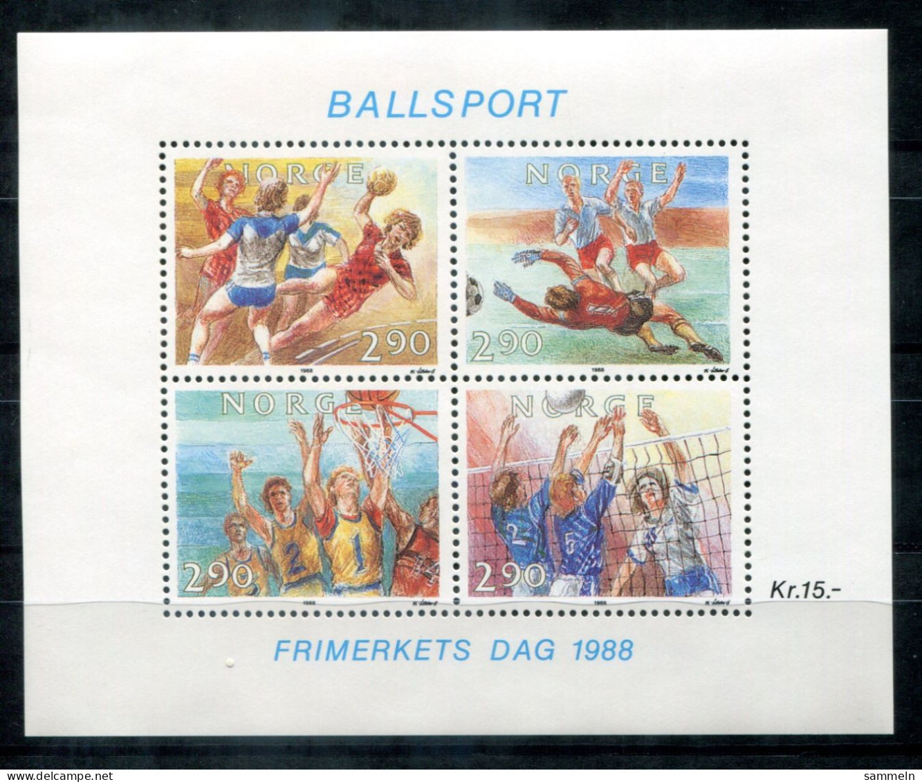 NORWEGEN Block 10, Bl.10 Mnh - Fußball, Handball, Basketball, Volleyball, Football - NORWAY / NORVÈGE - Hojas Bloque