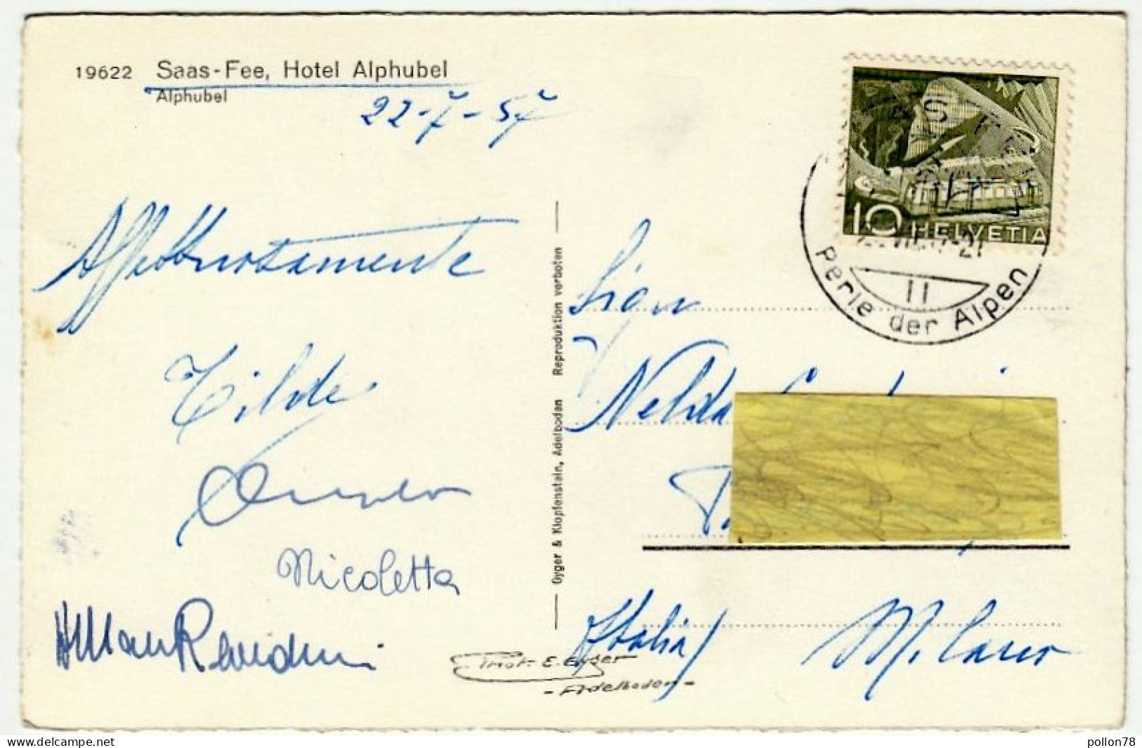 SAAS - FEE, HOTEL ALPHUBEL - 1957 - Vedi Retro - Formato Piccolo - Saas-Fee