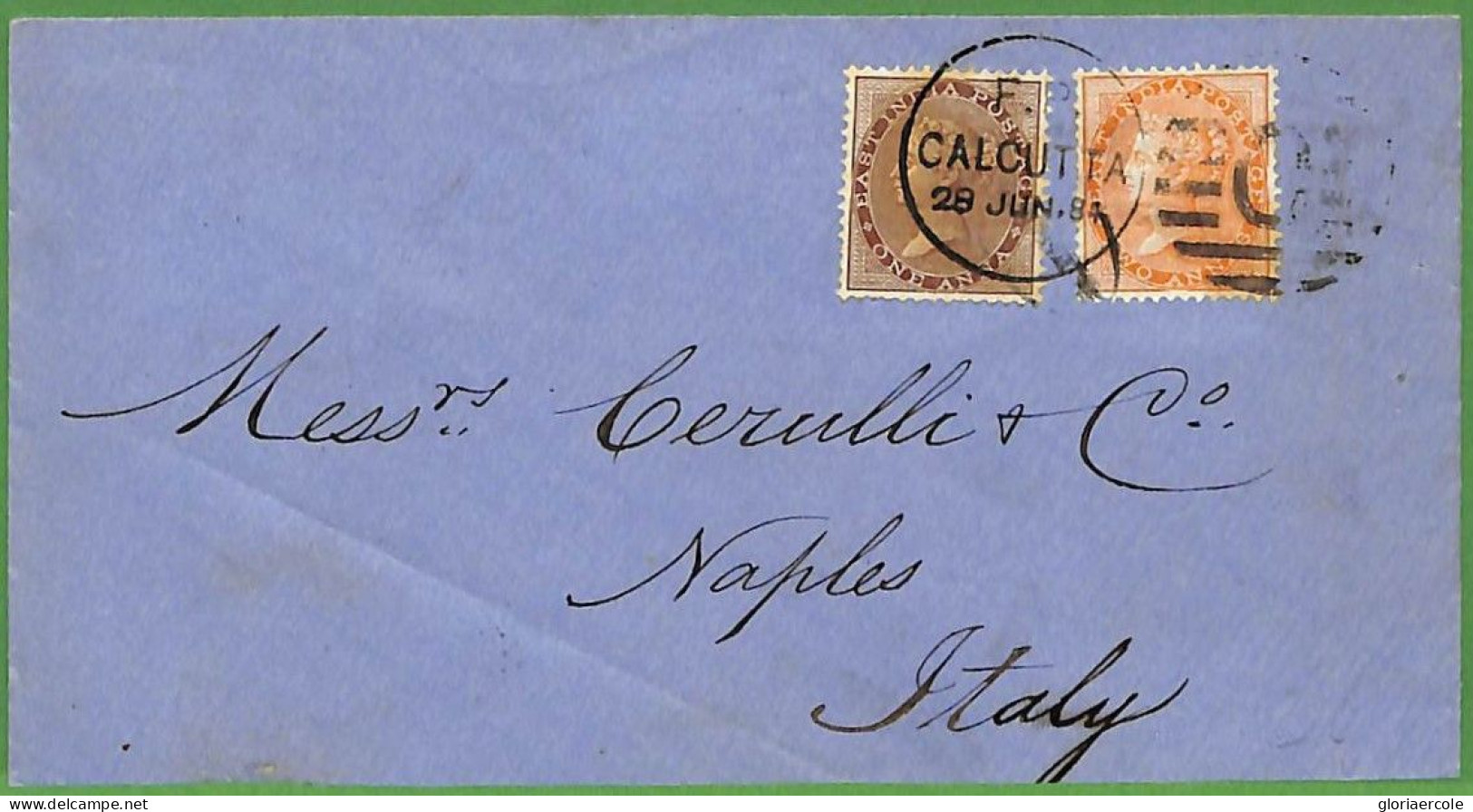 P0996 - INDIA - POSTAL HISTORY - QV 2 Colour Franking To Italy 1884 LATE USE Of SG# 58 + 62 - 1882-1901 Imperio