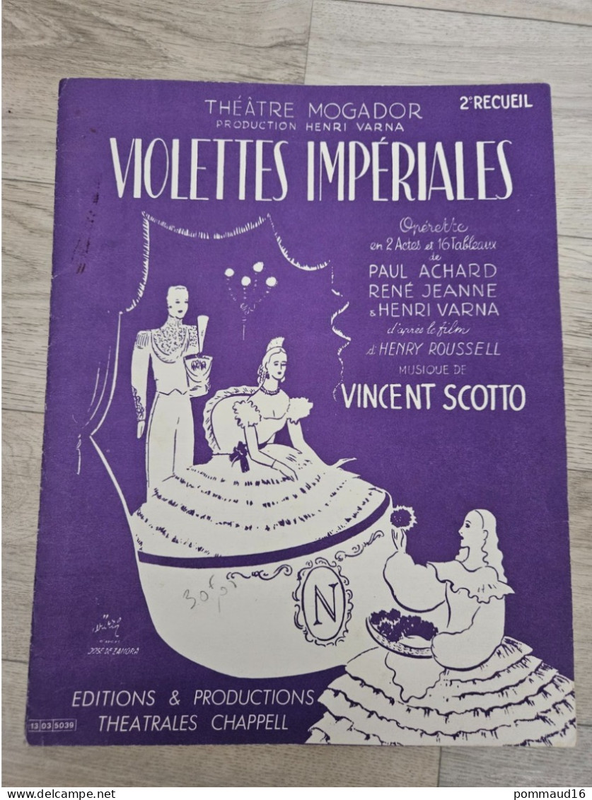 Partition : Violettes Impériales, 2°recueil - Théâtre Mogardo, - Other & Unclassified