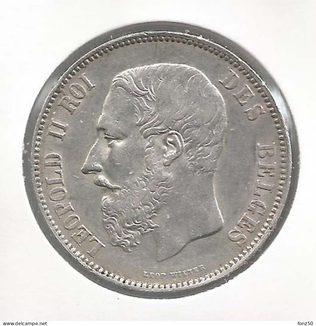 LEOPOLD II * 5 Frank 1873  "PROTEGE" Lang * Prachtig * Nr 12694 - 5 Francs