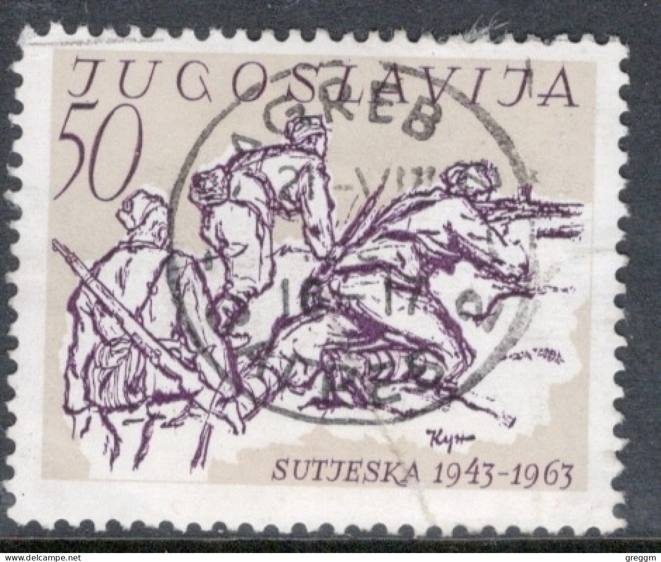 Yugoslavia 1963 Single Stamp For The 20th Anniversary Of The Sutjeska Battle In Fine Used - Usados