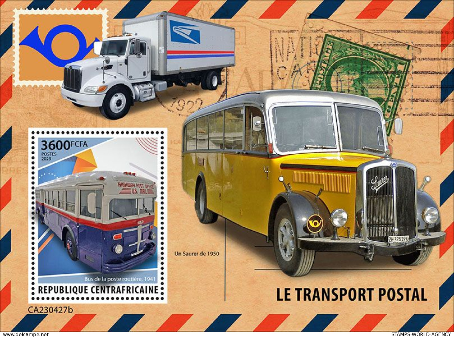 2024-02 - CENTRAL AFRICAN- POSTAL TRANSPORT               1V  MNH** - Camions