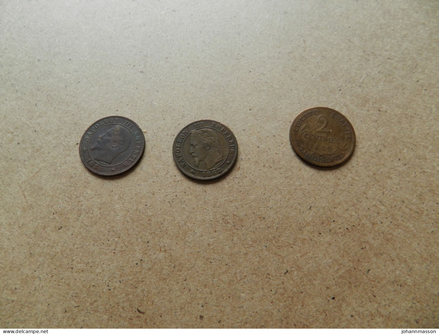 Lot  De  3 Monnaies   2 Centimes  1856 Bb Tete Nue  - 1862 A  Tete Lauré  - 1899  Dupuis - Vrac - Monnaies