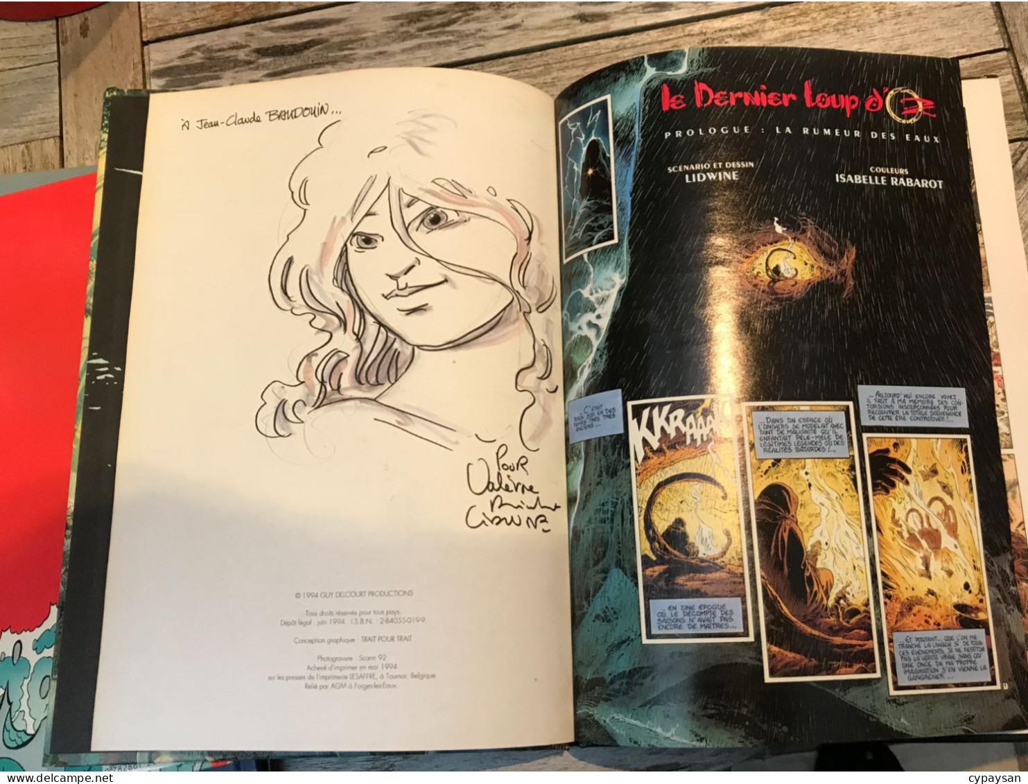 Le Dernier Loup D'Oz 1 Prologue La Rumeur Des Eaux EO DEDICACE BE Delcourt 06/1994 Lidwine (BI3) - Autographs