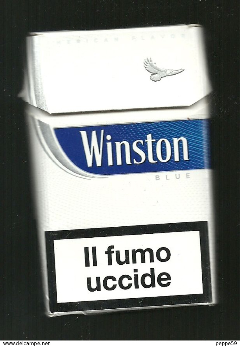 Tabacco Pacchetto Di Sigarette Italia - Winston Blue 3 Da 20 Pezzi - Vuoto - Empty Cigarettes Boxes