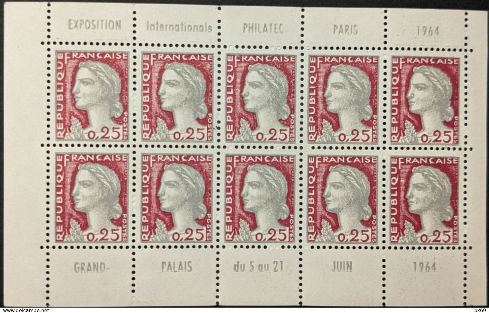 1263**(-C4) Marianne Decaris Bandes Pubs Philatec Exposition Paris Grand Palais, Juin 1964 - Unused Stamps