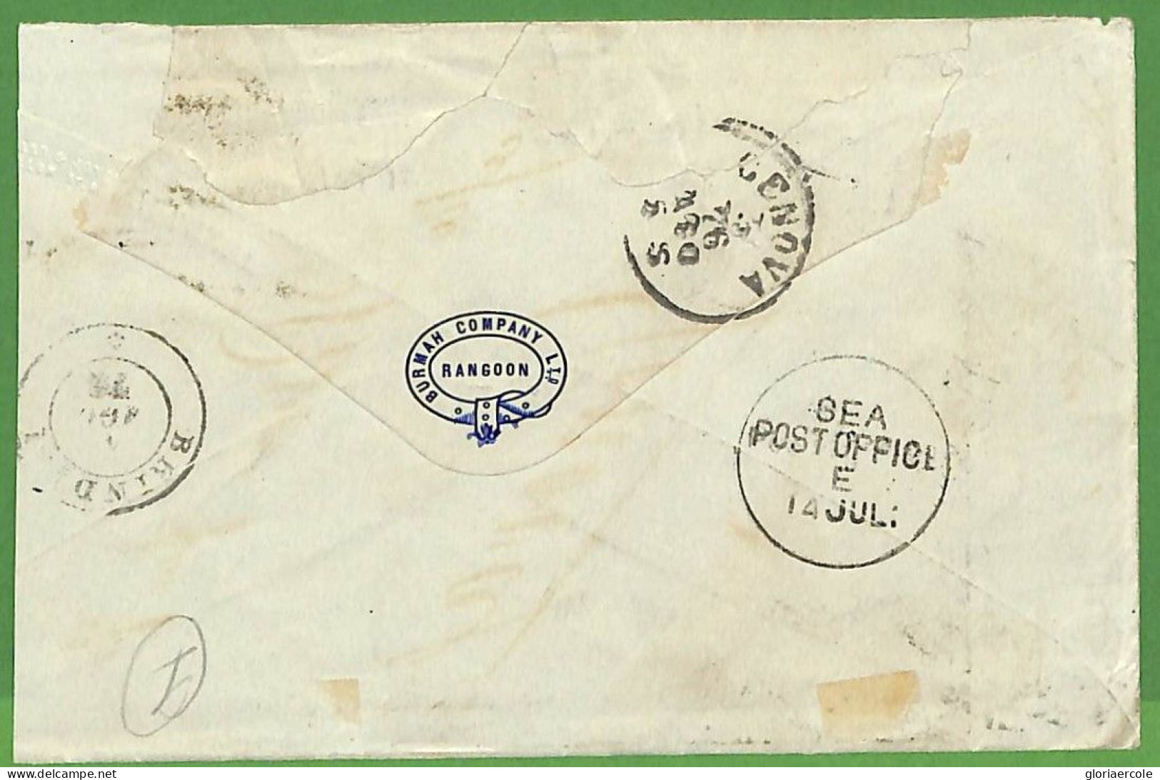 P0997 - INDIA Burma - POSTAL HISTORY - QV 3 Colour Franking To Italy 1875 RAGOON - 1858-79 Kronenkolonie