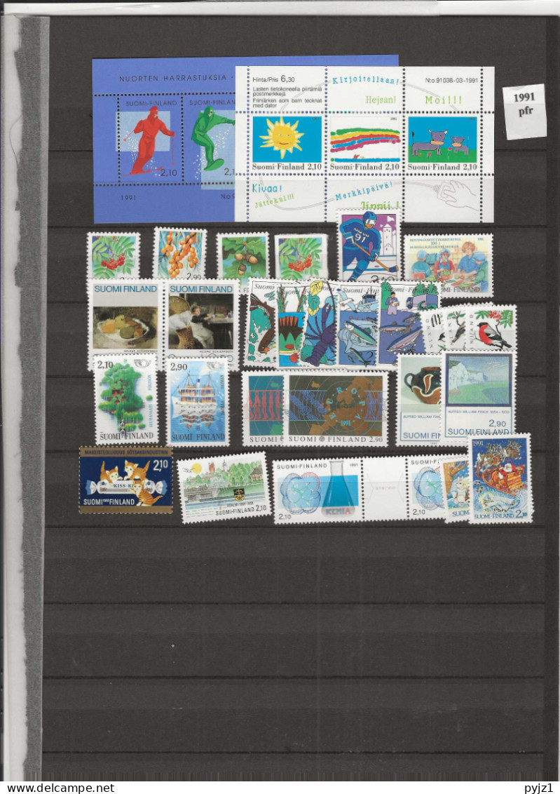 1991 MNH Finland, Year Complete According To Michel, Postfris** - Años Completos