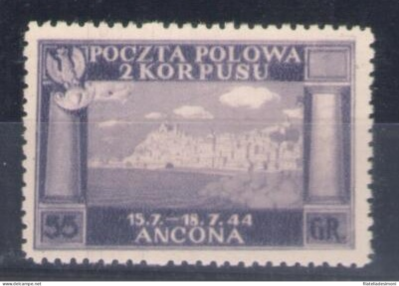 1946 CORPO POLACCO, N 6AI, 25 G. Violetto, Colore Diverso - Senza Gomma - 1946-47 Corpo Polacco