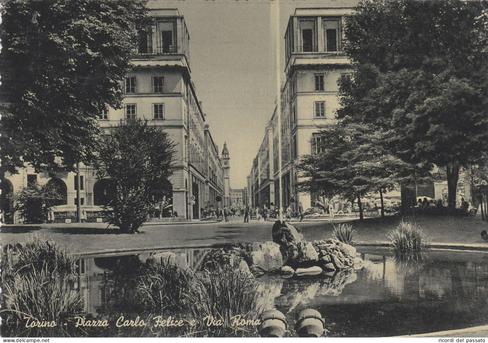 Cartolina Torino - Piazza Carlo Felice E Via Roma - Places