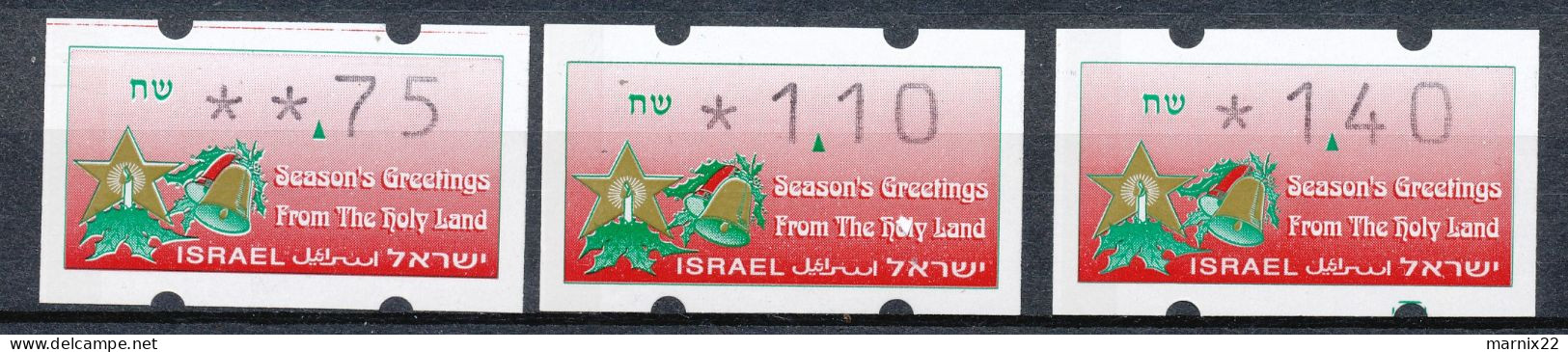 ISRAEL 1990 - FRAMA LABELS - AEASON GREETINGS FROM THE HOLY LAND 0,75-1,10-1,40 - Vignettes D'affranchissement (Frama)