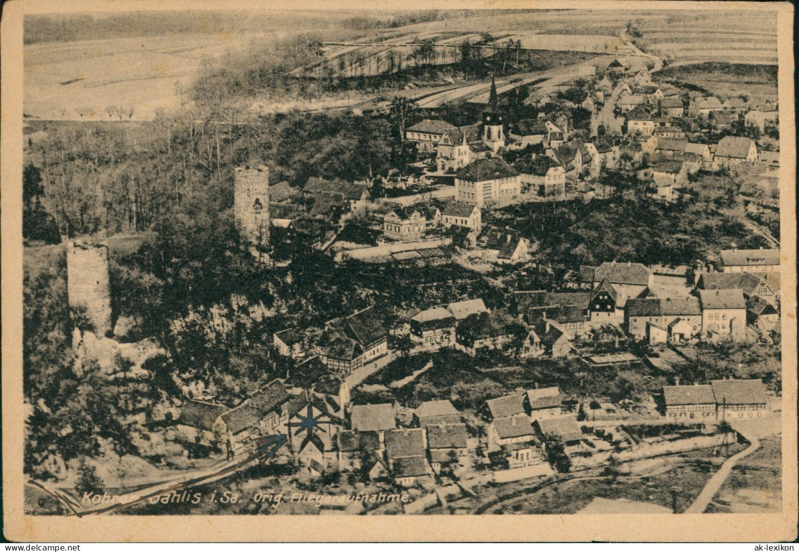 Gnandstein-Kohren-Sahlis Luftbild Kohren-Sahlis Original Fliederaufnahme 1940 - Kohren-Sahlis