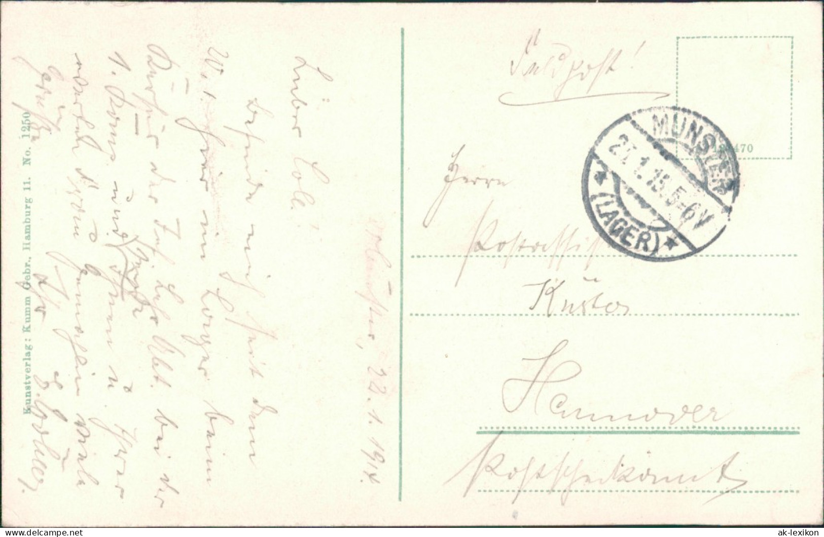 Ansichtskarte Munster (Örtze) Partie Am Mühlenteich 1915 - Munster