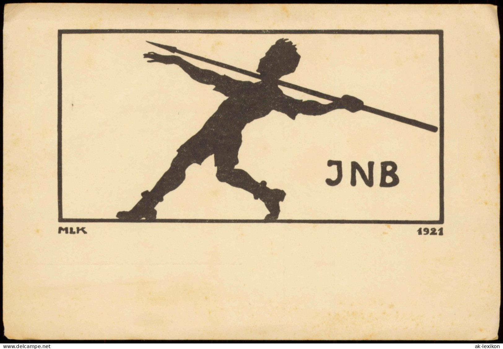 Ansichtskarte  Schattenschnitt Sperrwerfen Junge JNB Sport 1921 - Silhouettes